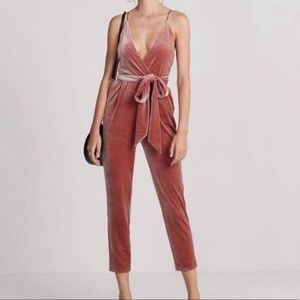 Express Pink Velvet Jumpsuit